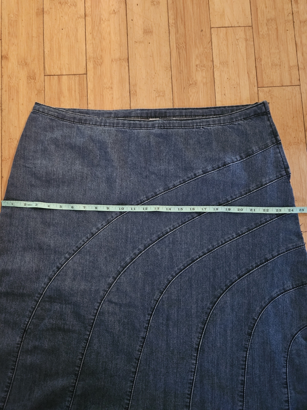 Cj Banks Midi Jean Skirt Size 18W Lightwash Denim Paneled Flared Western Cowgirl - Picture 11 of 12